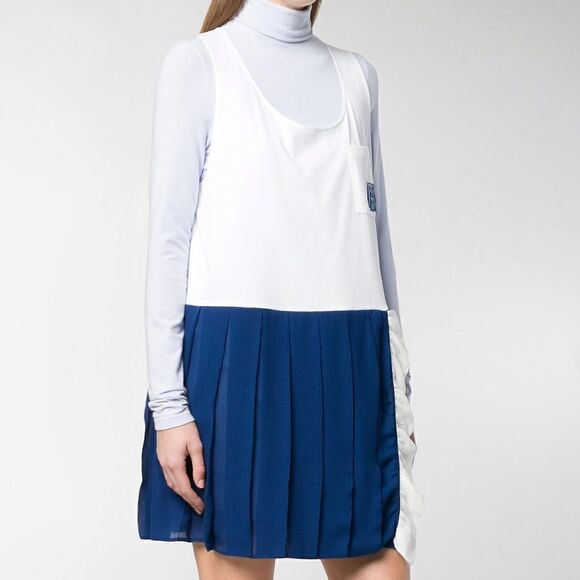 Prada Ruffle Trim Pleated Shift Dress Size Medium - Picture 5 of 6